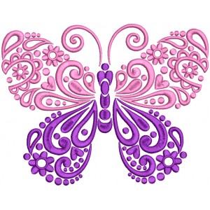 Ornate Buttefly Filled Machine Embroidery Design Digitized Pattern